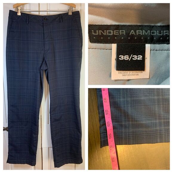 Under Armour Performance Gray Plaid Golf Pants Mens 40x32 Trousers‎ Windowpane - Picture 1 of 13
